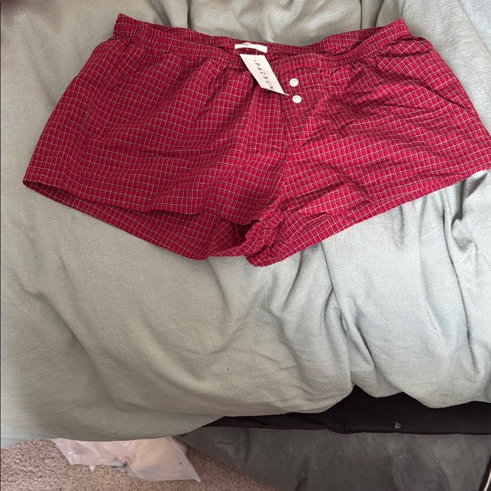 Women's Red Checkered Sleep Shorts